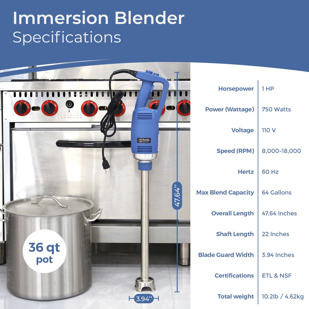 TK Commercial Immersion Blender 750W Heavy Duty for Restaurants - 22" Shaft