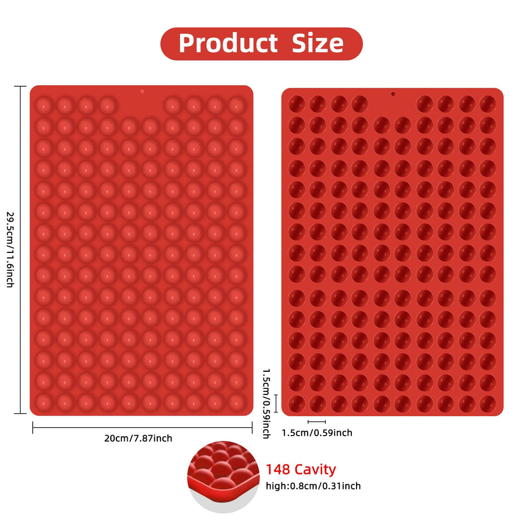 2 PCS Mini Silicone Molds, Dog Treat Molds,296 Cavity Mini Round Non-Stick Silicone Molds for Baking Biscuits, Cookie, Candy, Chocolate, Jelly Pet Dog Treats Mold (Mini Round)