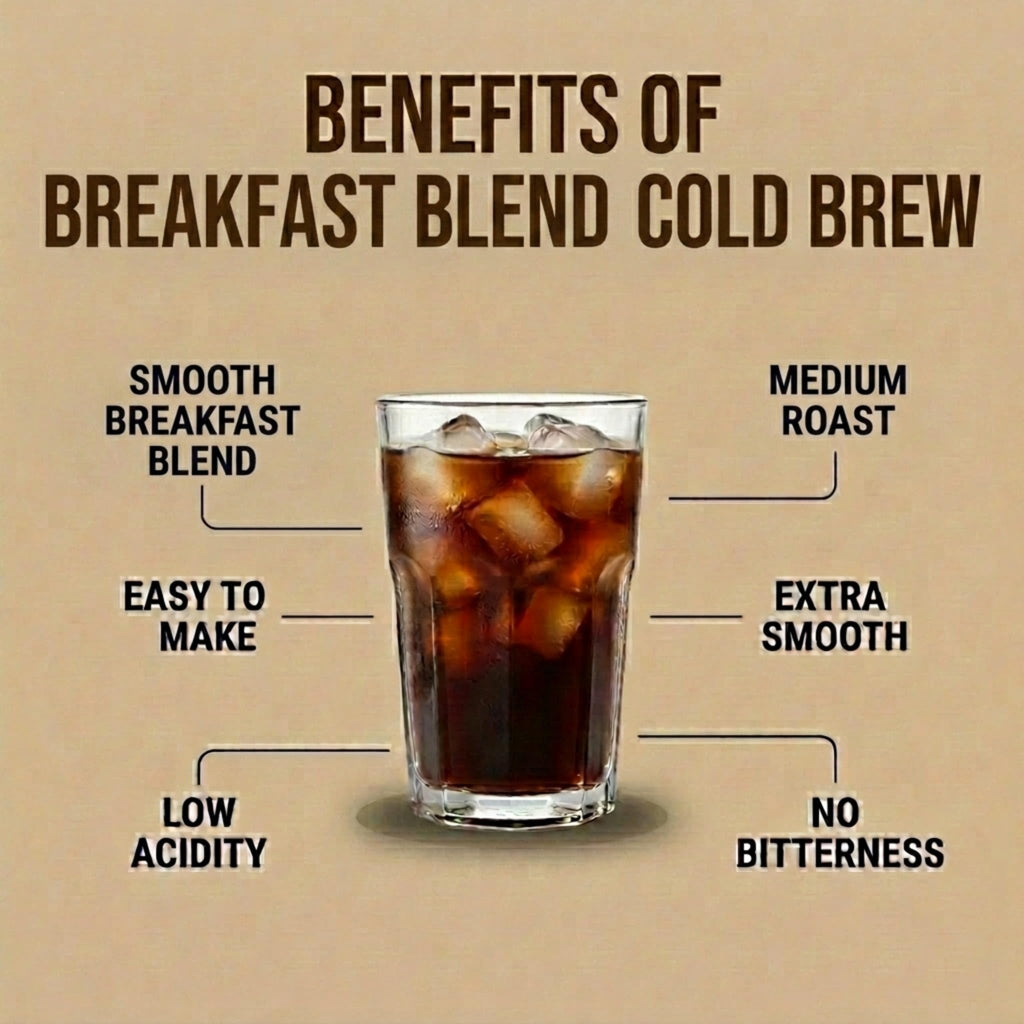 Cold Brew Organic Breakfast Blend Coffee, Medium Roast, Coarse Ground, 1 Lb
