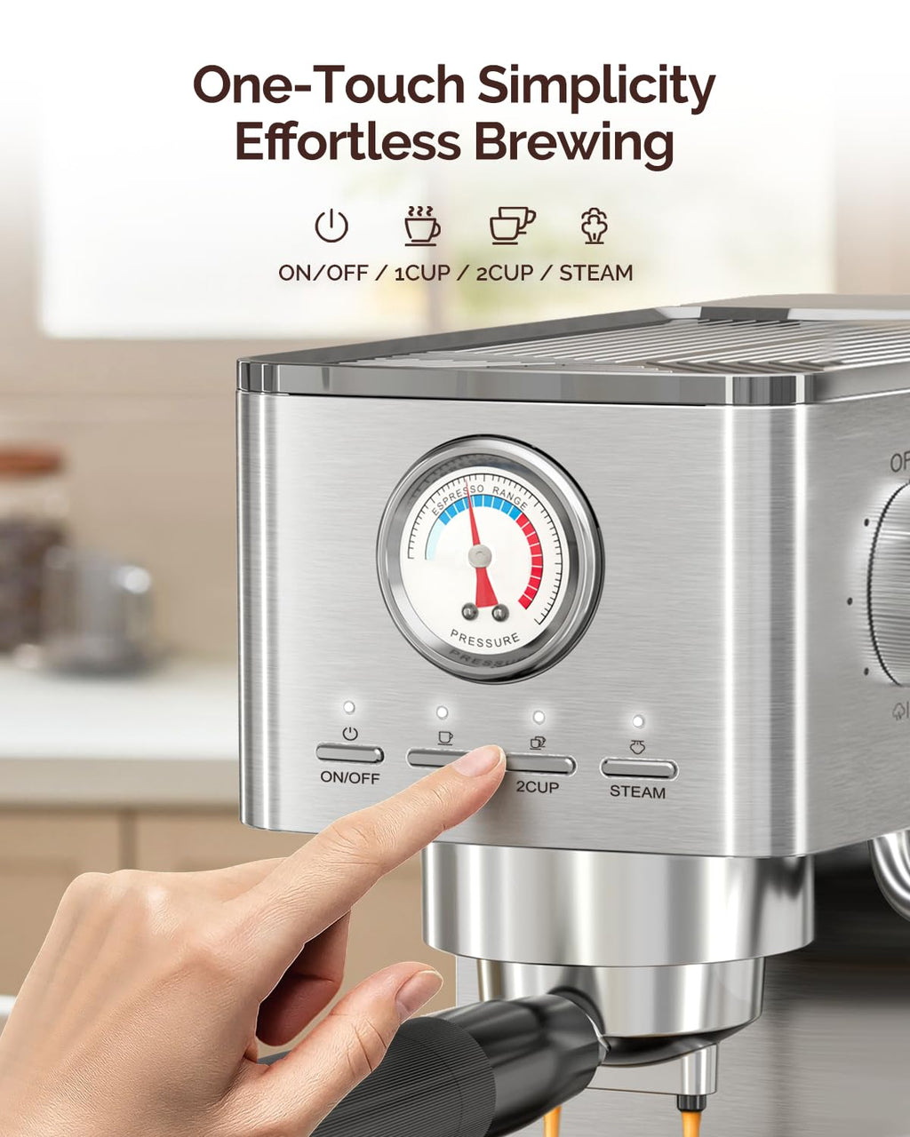 Maestri House Slim Espresso Machine with Milk Frother, 20 Bar Italian Pump