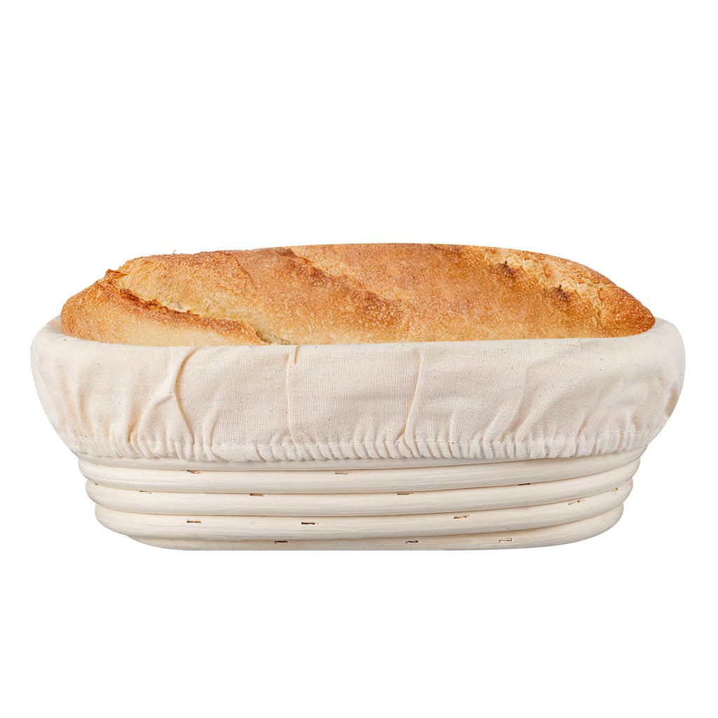 Dimpola Banneton Bread Proofing Basket Banneton Basket Set Sourdough Proofing Basket Round Proofing Bowls Handmade Rattan Baskets and Liners (Oval 10 inch set of 2)