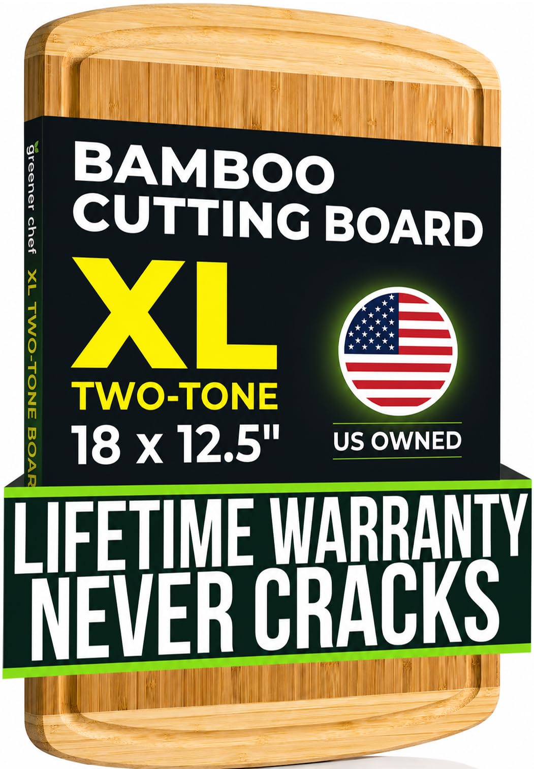 GREENER CHEF 12 Inch Small Bamboo Cutting Board with Lifetime Replacements - Small Wooden Chopping Board for Kitchen, Meat, Vegetables, Cheese, Bread, Charcuterie, and Everyday Food Prep