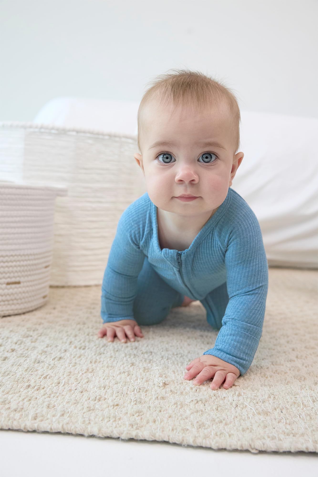 Little Sleepies Baby Pajamas, Heather Blue, 12-18M