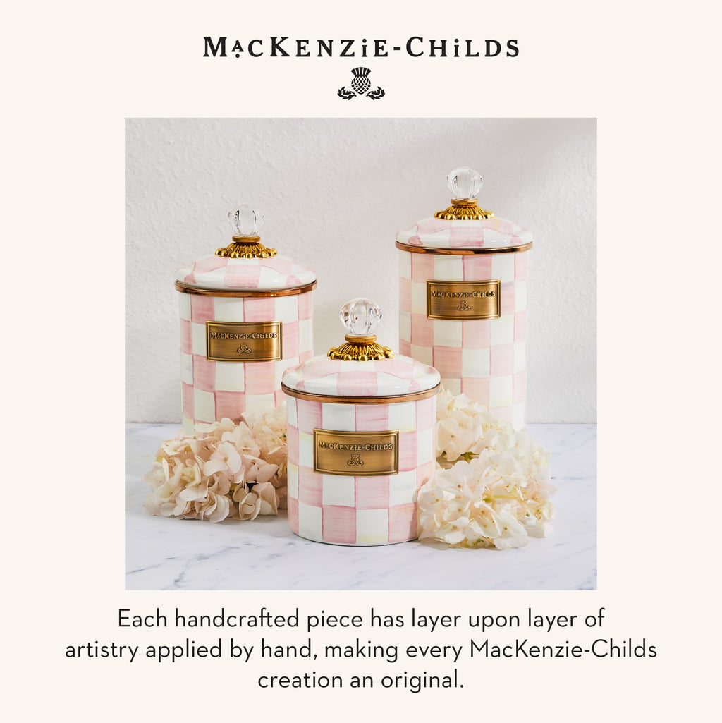 MACKENZIE-CHILDS Enamel Canister, Small, Pink-and-White Rosy Check