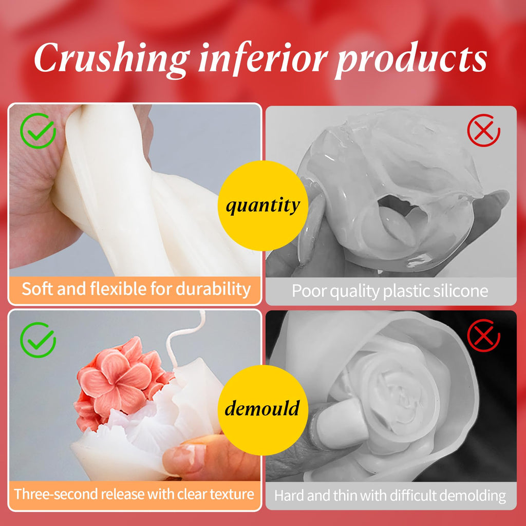 MGLIFEUL 2Pcs Frangipani Flower Candle Wax molds Silicone Shapes for Wax Candles Making Valentine Flower Silicone Large Candle Wax Making molds for Candles moldes de silicona Flores para velas