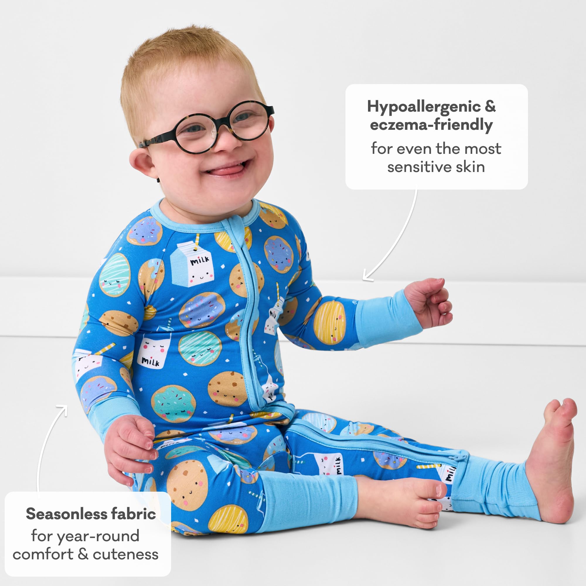 Little Sleepies Baby Pajamas, Blue Cookies & Milk, 3-6M