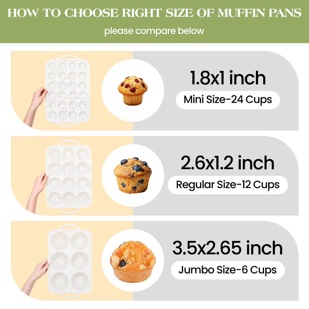 AOTASO Silicone Muffin Pan with Metal Frame, Nonstick 12 Cup Regular Size Cupcake Pan, Silicone Muffin Tray for Baking Egg Bites Muffins Cupcakes Gifts for Mom Home Baker Kitchen (1 Pc, Cream)