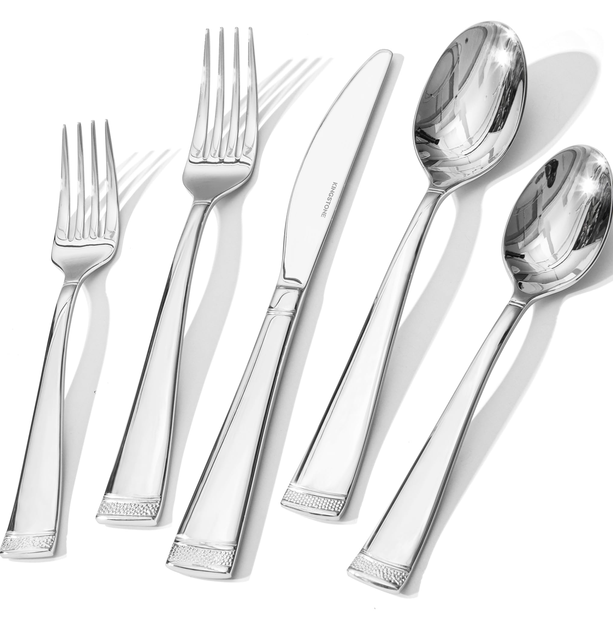KINGSTONE 20-Piece Flatware Set, 18/10 Stainless Steel Silverware Set for 4