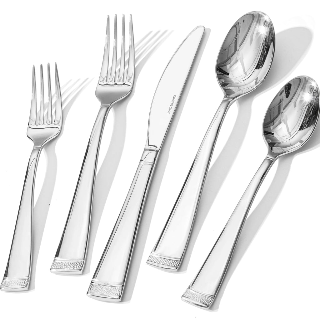 KINGSTONE 20-Piece Flatware Set, 18/10 Stainless Steel Silverware Set for 4