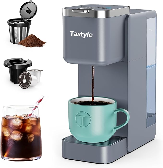 Tastyle Single Serve Coffee Maker for K Cups and Grounds with 3 Brew Styles