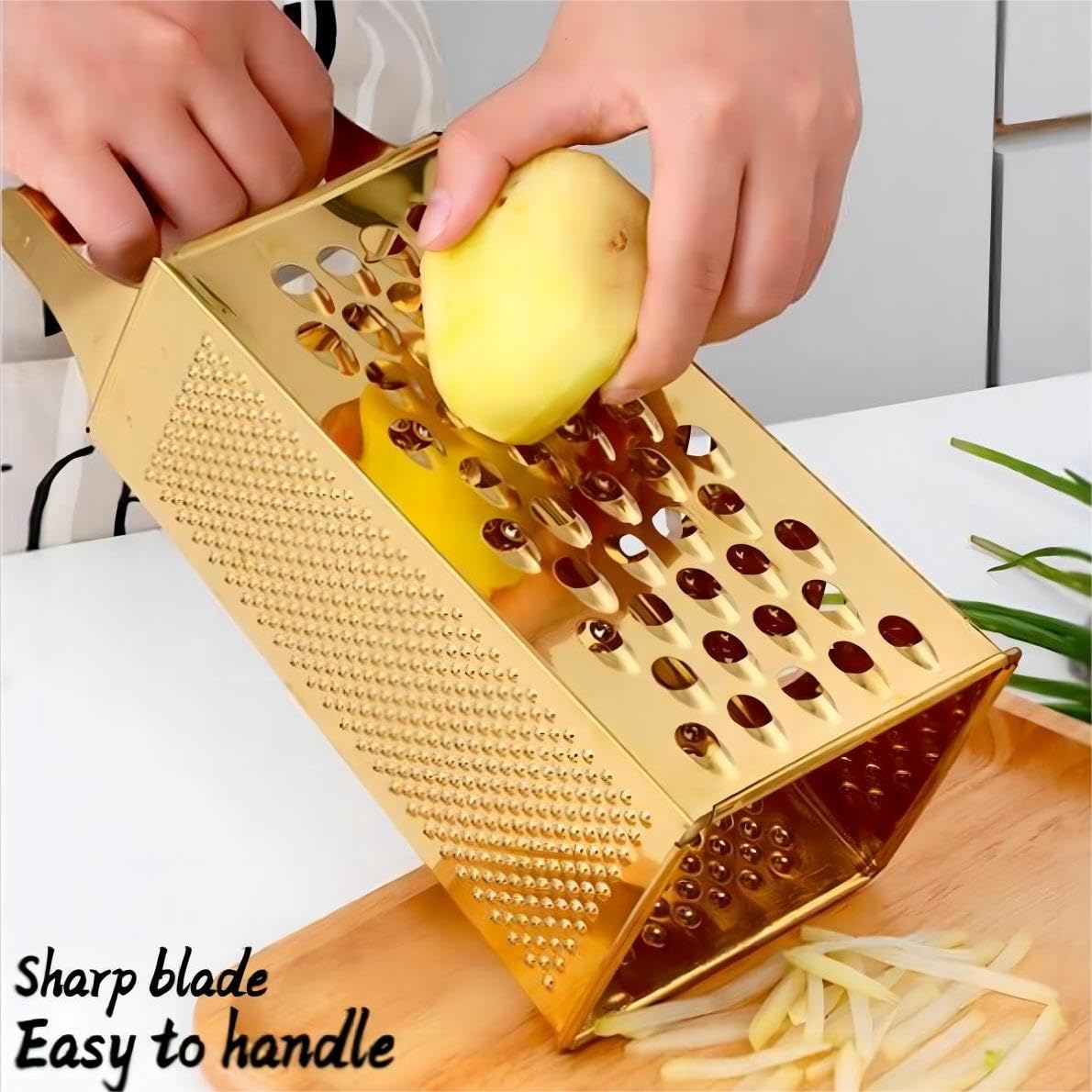 Guiyal Stainless Steel 4 Sides Multifunctional Grater Slicer with Handle