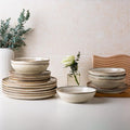 AmorArc Ceramic Dinnerware Sets,Handmade Reactive Glaze Stoneware Plates and Bowls Sets,Highly Scratch Resistant | Dishwasher & Microwave Safe Dishes Set,Service for 12 (36pc)