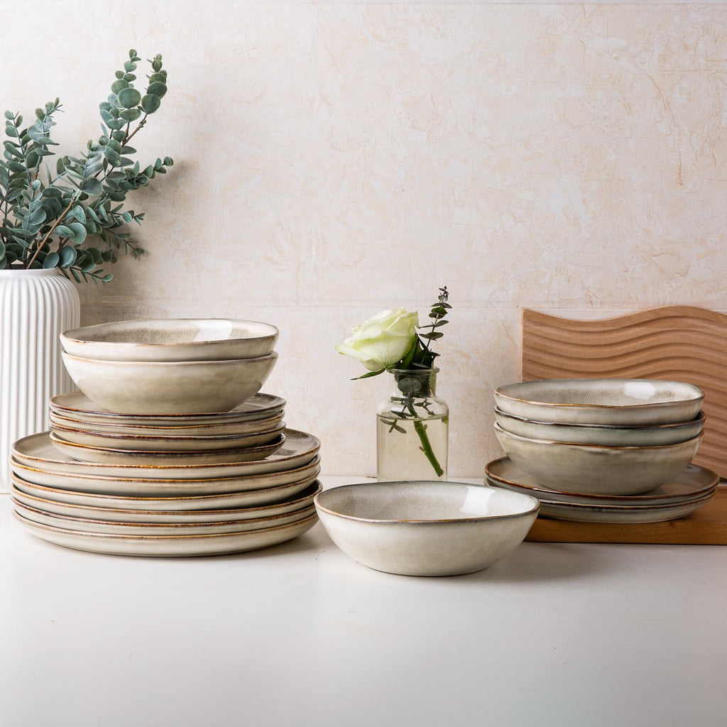 AmorArc Ceramic Dinnerware Sets for 8, 24Pcs Plates and Bowls Sets Dishes