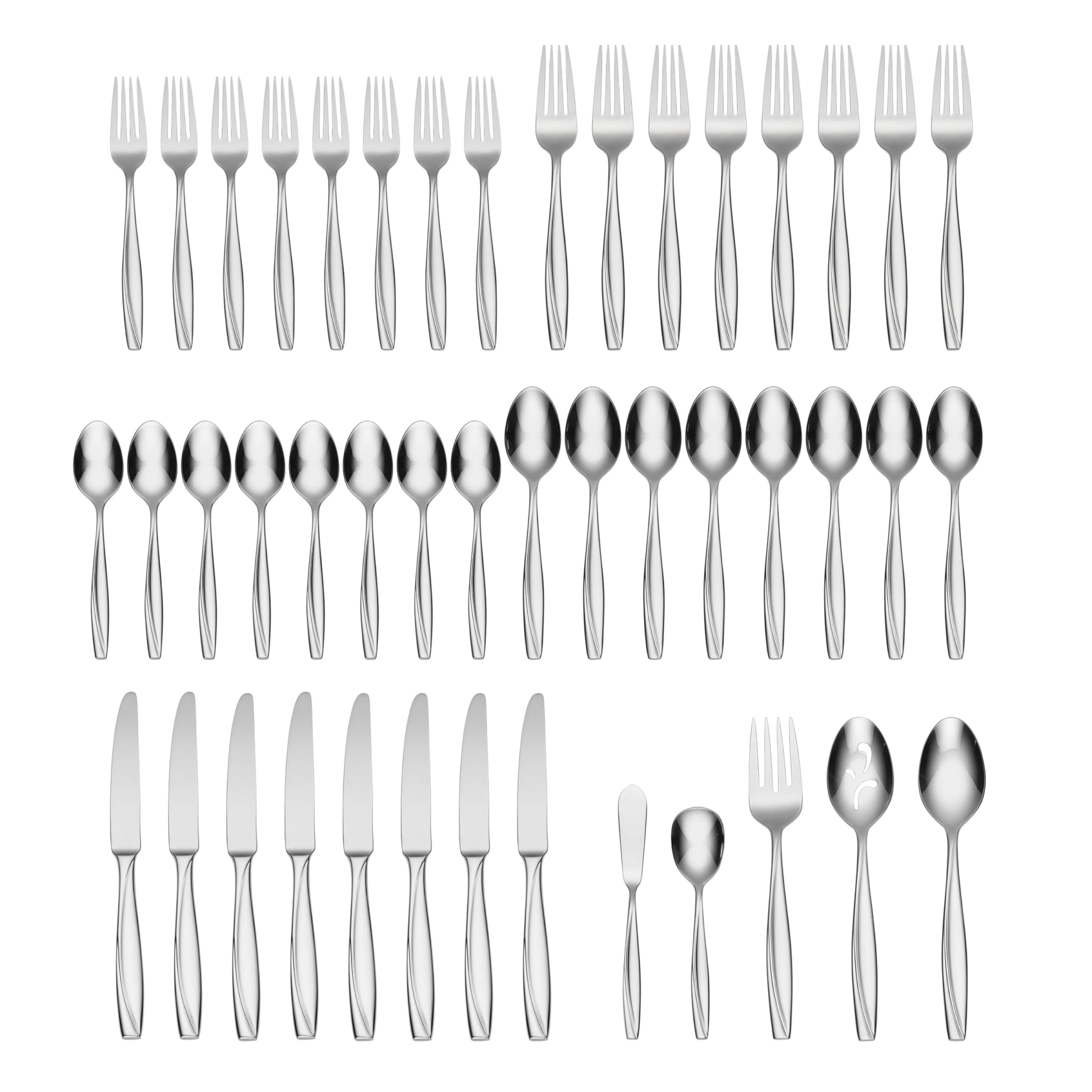 Oneida Camlynn Mirror 45 Piece Casual Flatware Set, 18/0 Stainless, Service for 8,Silver (Pack of 3)