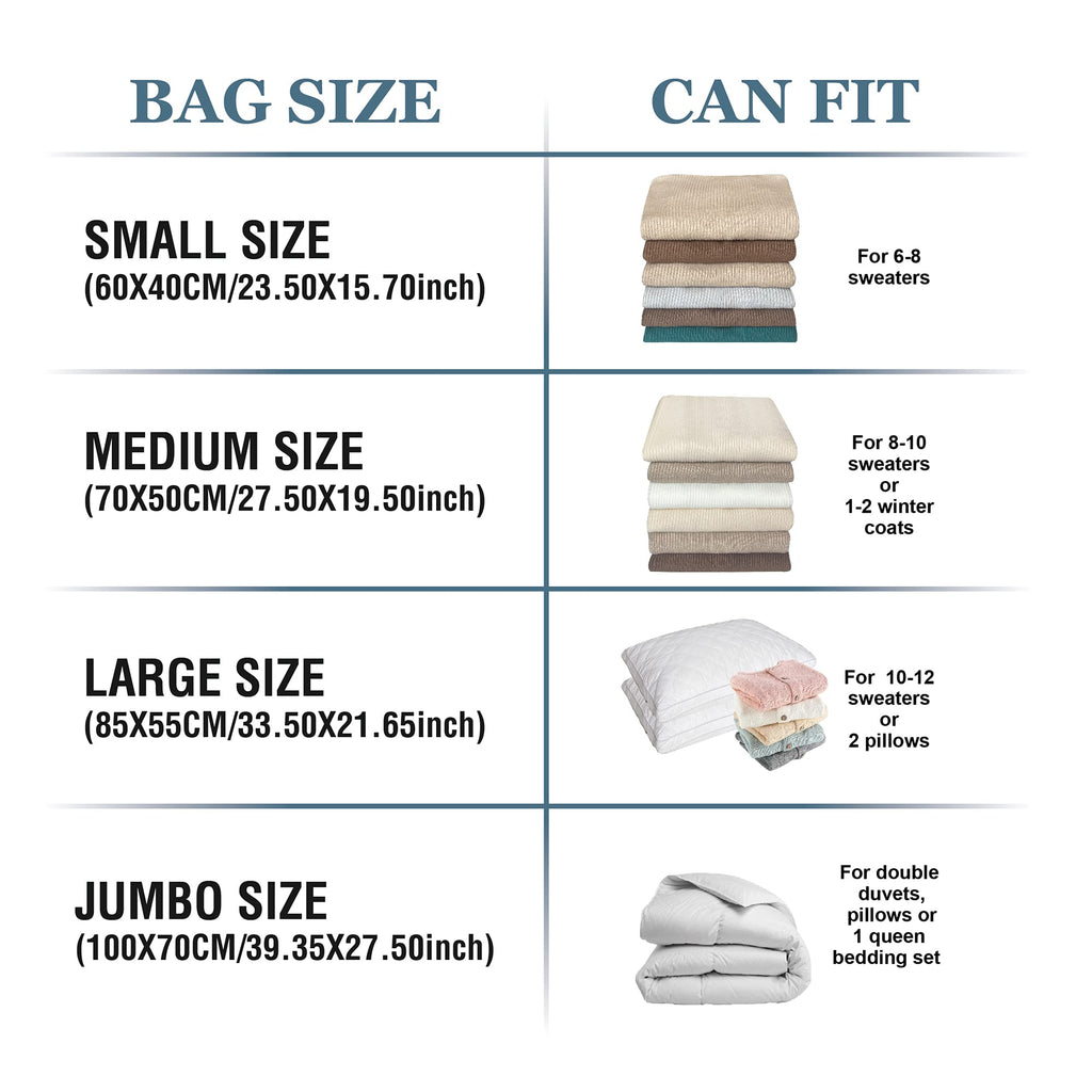 Roomimaster Vacuum Storage Bags, Vacuum Seal Space Saver Bags for Clothing, Travel Lugggage, Carry-on, Blankets, Comforters, Pillow, Bedding, 10 Combo