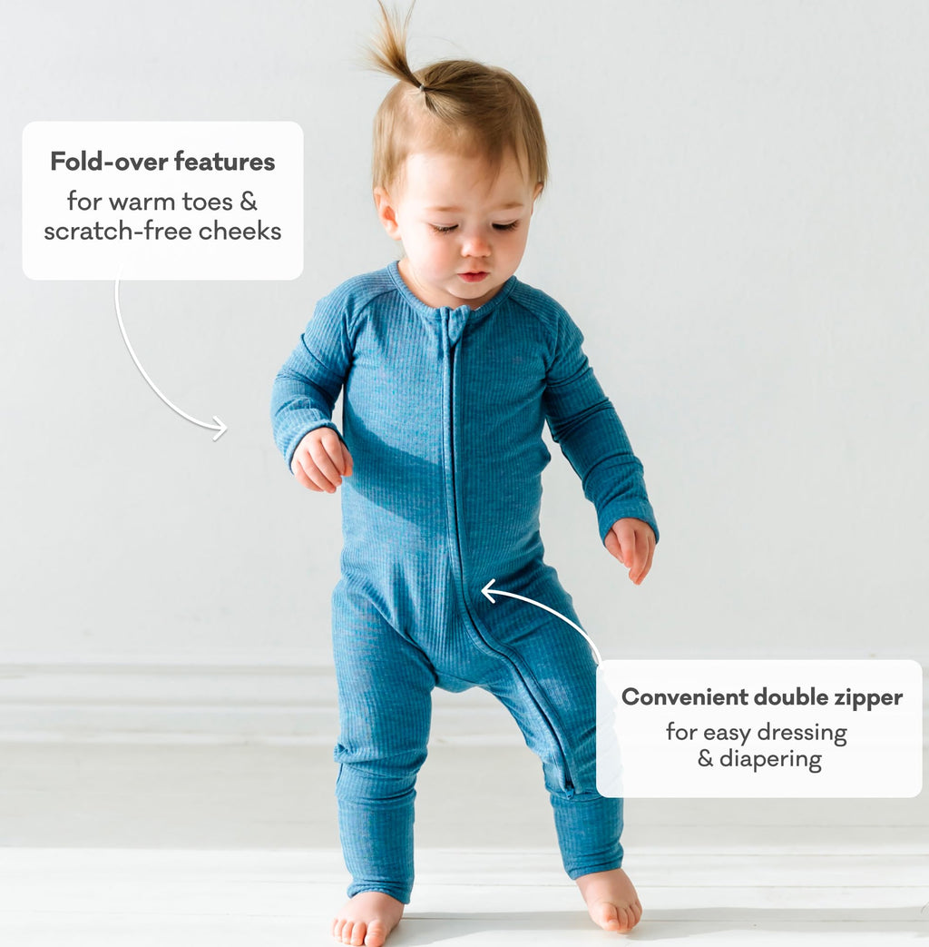 Little Sleepies Baby Pajamas, Heather Blue, Newborn