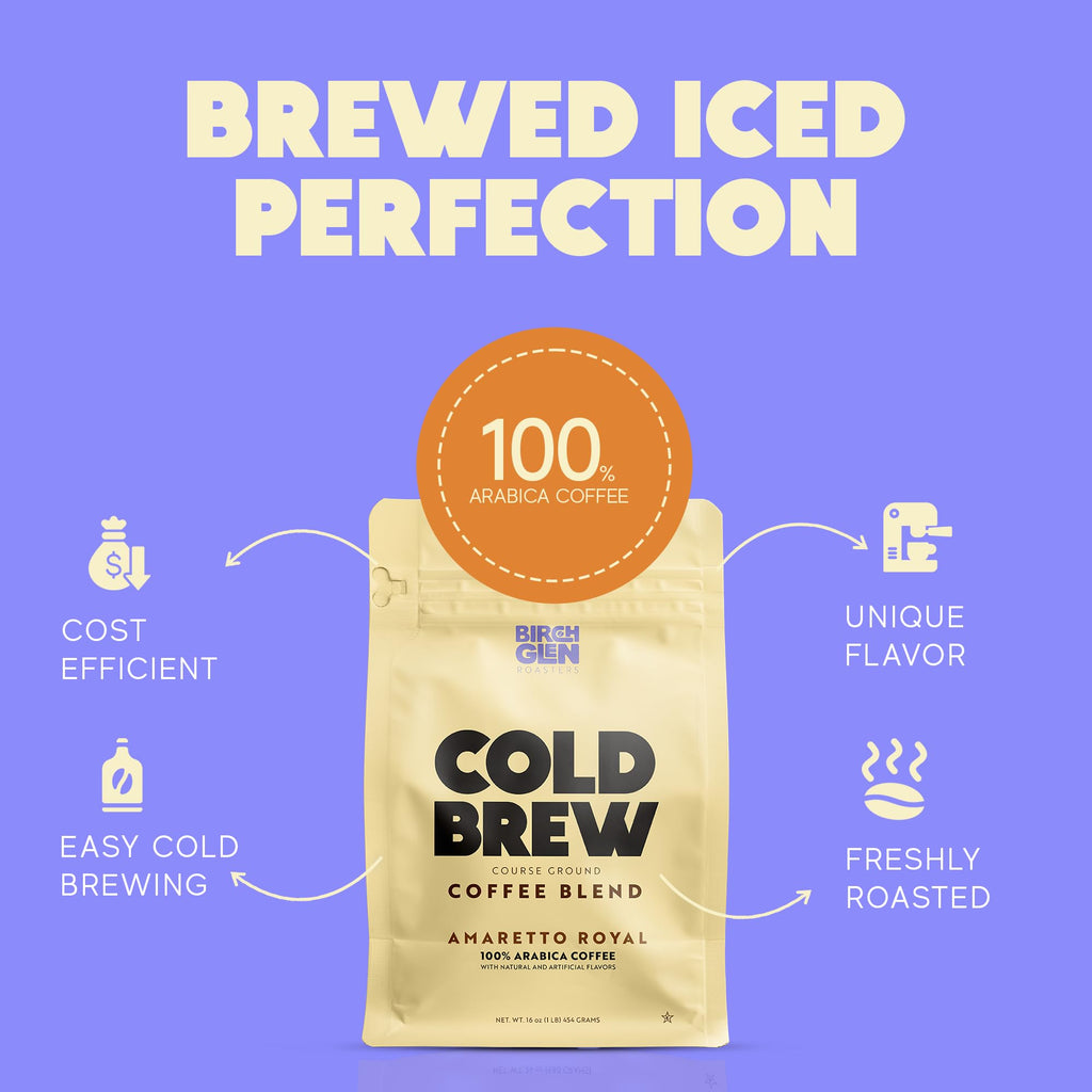 Birch Glen Roasters Cold Brew Coffee | Flavored Coarse Ground Coffee | Medium Roast | Artisanal Roasting | 100% Arabica |1 LB Bag | Irish Cream