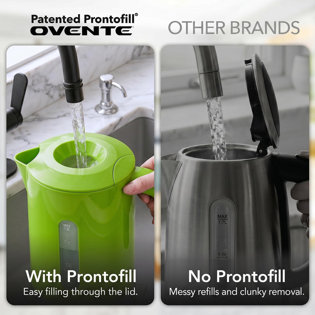 OVENTE 1.8L Electric Kettle with 1500W Fast Boiling Heater, Green KP413G