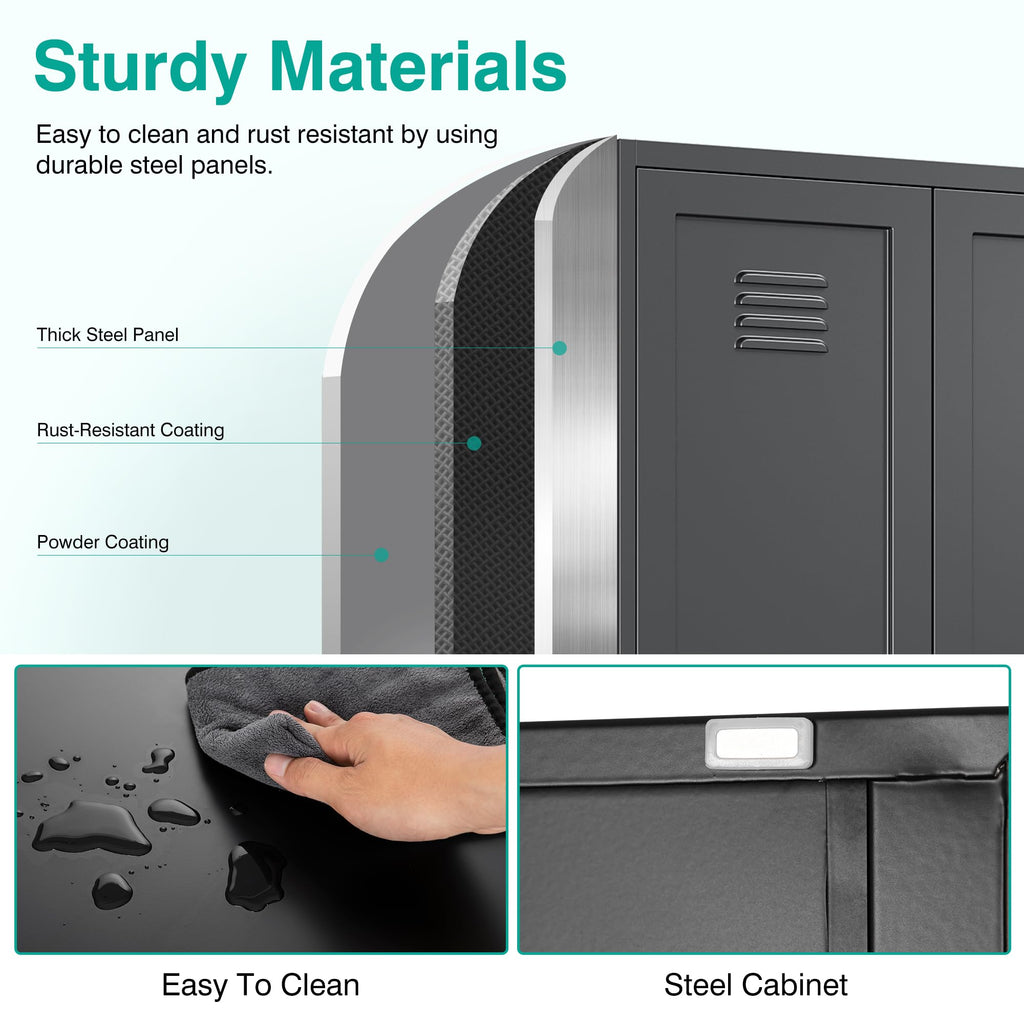 SISESOL Black Storage Cabinet,71" Tall Pantry Cabinet,Kitchen Pantry Storage Cabinets with 2 Doors and 5 Shelves,Wide Deep Metal Food Cupboard for Home,Kitchen,Dining/Living Room