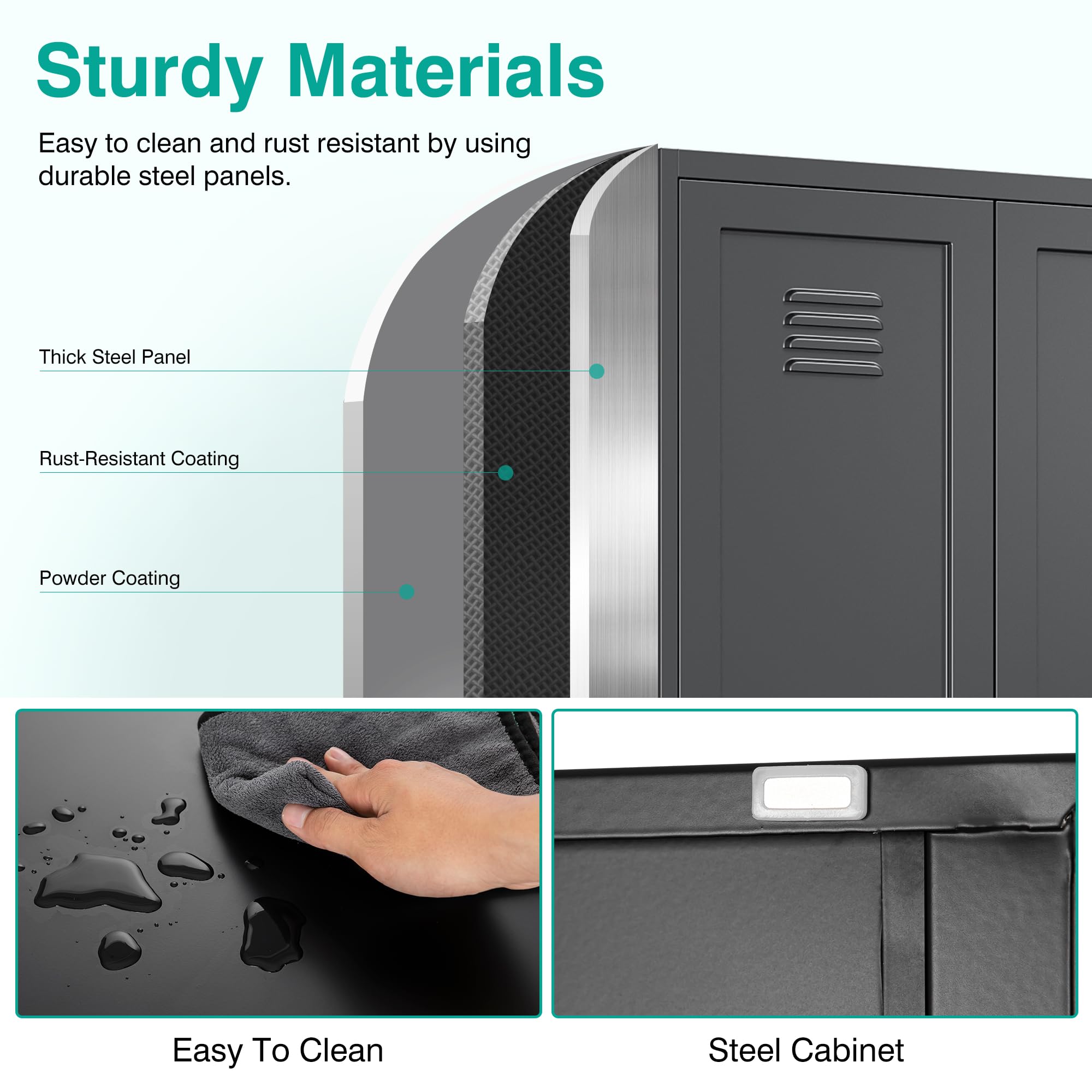 SISESOL Black Storage Cabinet,71" Tall Pantry Cabinet,Kitchen Pantry Storage Cabinets with 2 Doors and 5 Shelves,Wide Deep Metal Food Cupboard for Home,Kitchen,Dining/Living Room