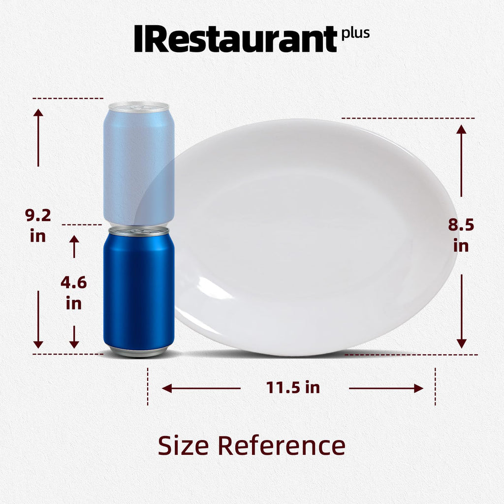 IRESTAURANT PLUS Stoneware Coupe Commercial Grade Dinnerware, Bright White, Oval Platter 11.75" x 8", Case of 12