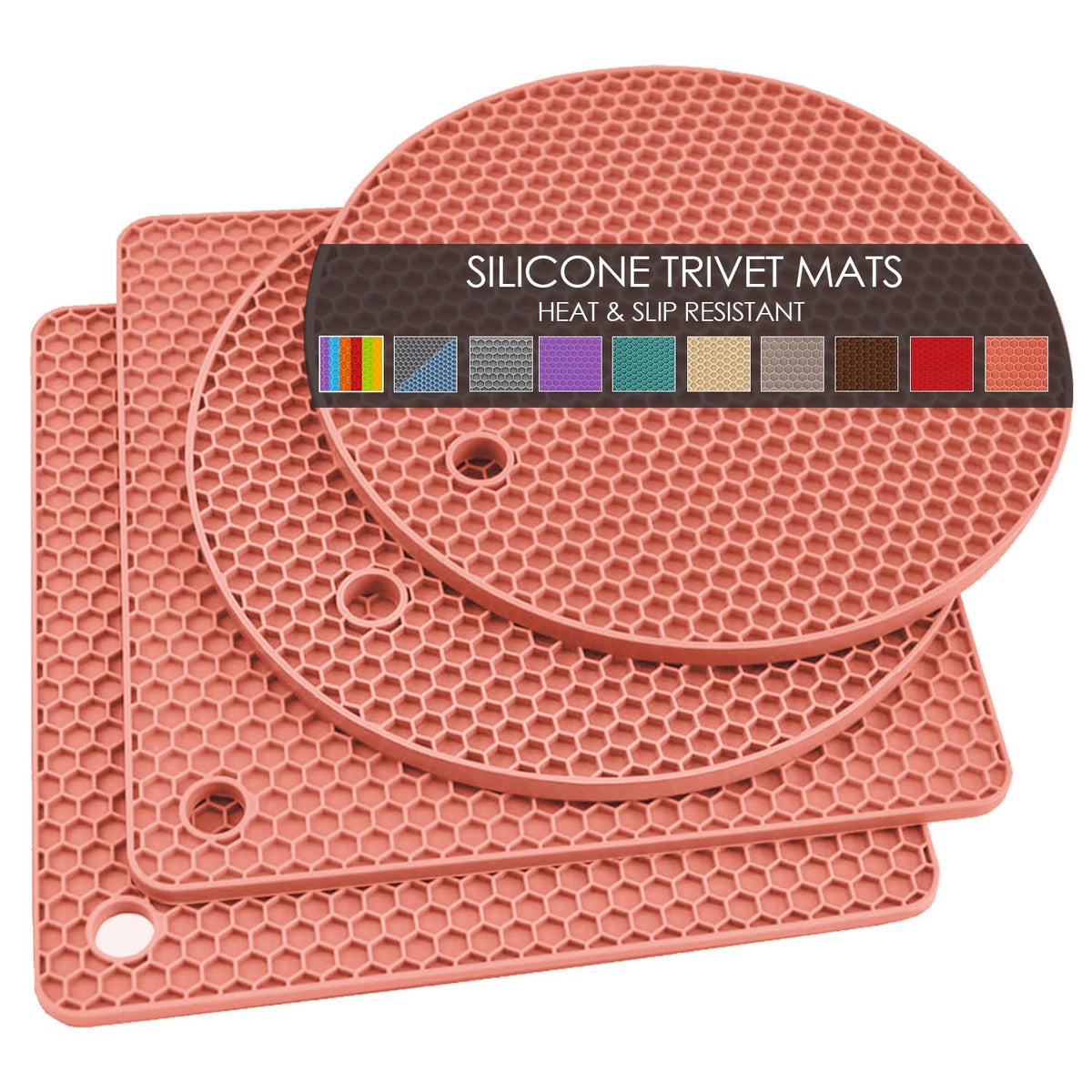 Silicone Trivets for Hot Pots and Pans, 3 Pack Heat Resistant Pot Holders for kitchen Large Silicone Trivet Mat for Hot Dishes, Black Hot Pads for Kitchen Counter, Hot Mats Spoon Rest, 9 * 12 Inches