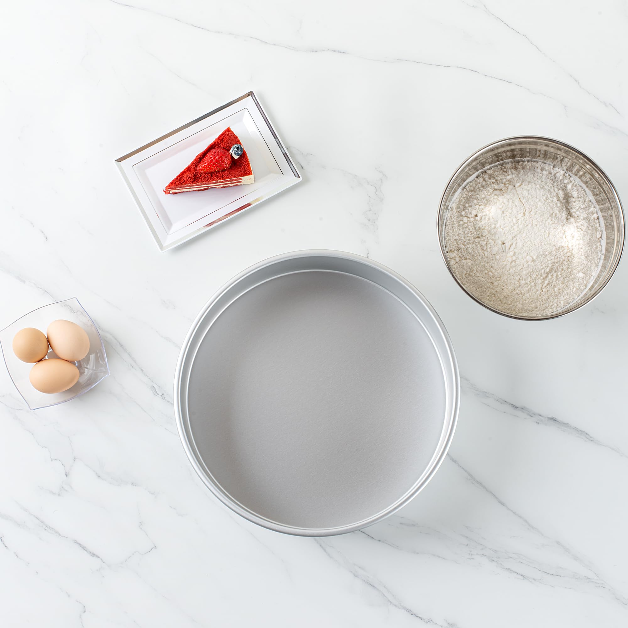Restaurantware-Met Lux 12 x 3 Inch Straight-Sided Baking Tin, 1 Round Cake Pan - Oven-Ready, Freezable, Anodized Aluminum Round Baking Pan, Greaseproof, For Layer Birthday Cake