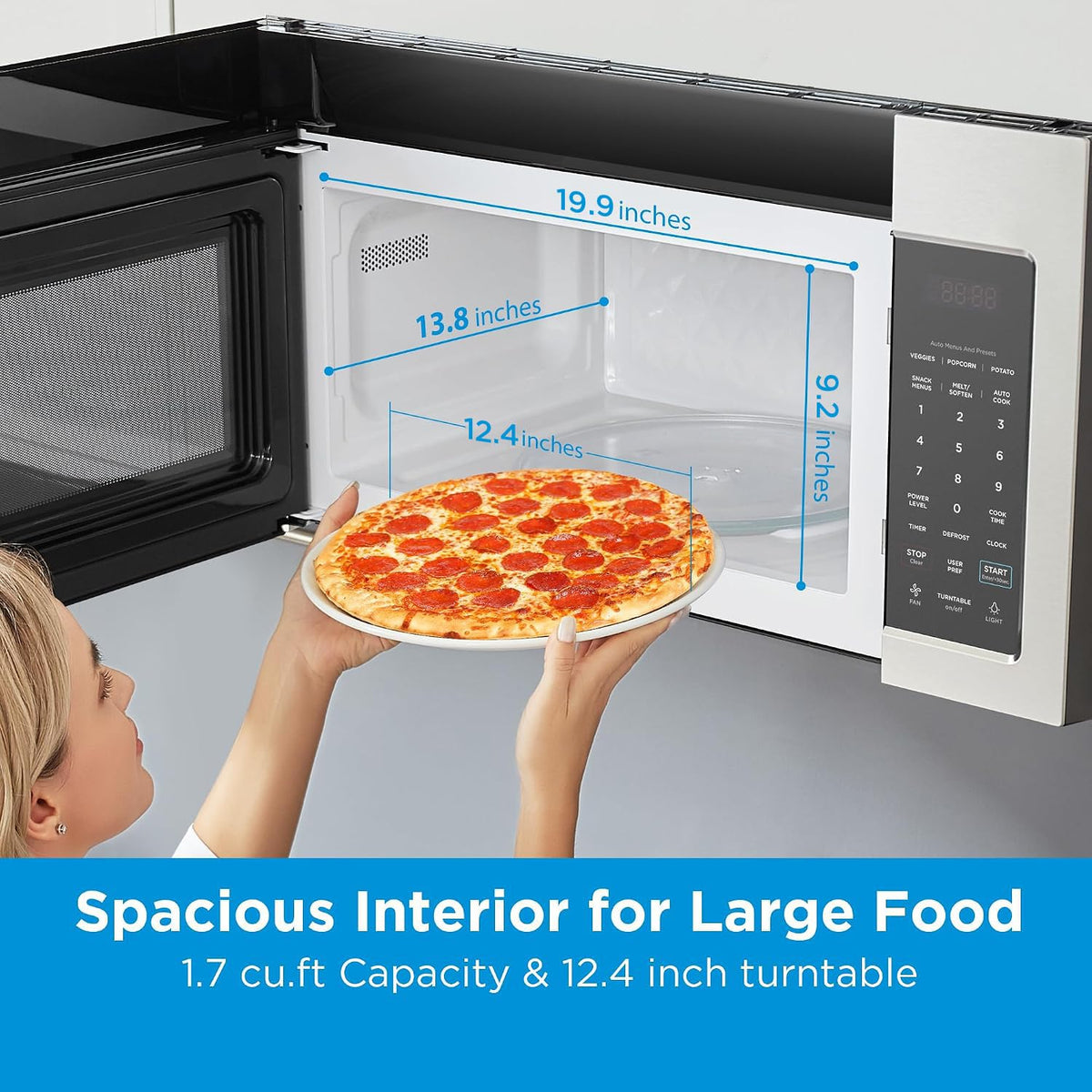 Midea Over the Range Microwave Oven, 1.7 Cu.Ft, 1000W, Stainless Steel
