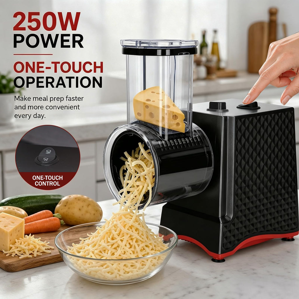 YOTAN Electric Cheese Grater, Salad Maker with 6 Different Shapes of Blades