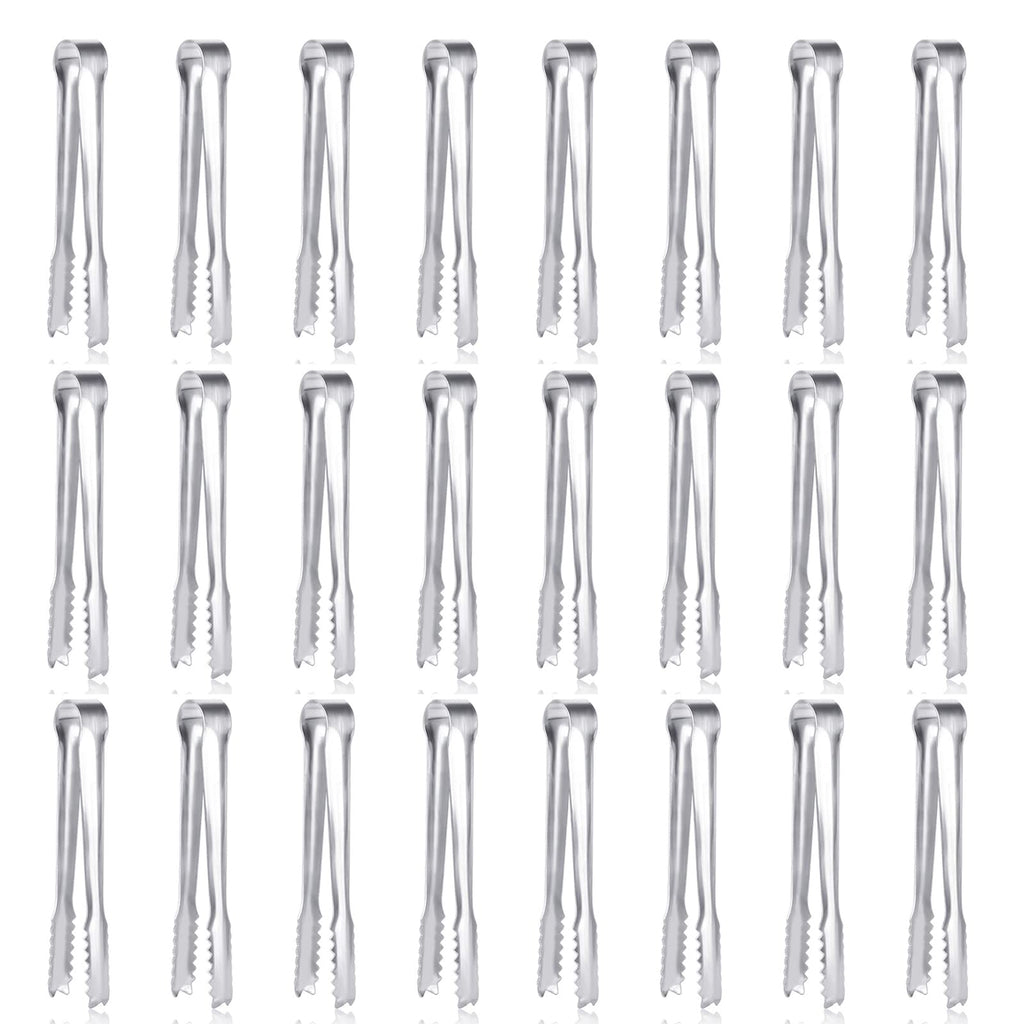 24 Pack Premium Small Serving Tongs,Dmoera Mini Stainless Steel Appetizer Tongs, 5 Inch(12.7cm)
