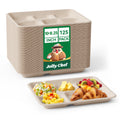 Compostable 5 Compartment 10*8.25*1 Inch 125 Pack Heavy Duty Paper Plates