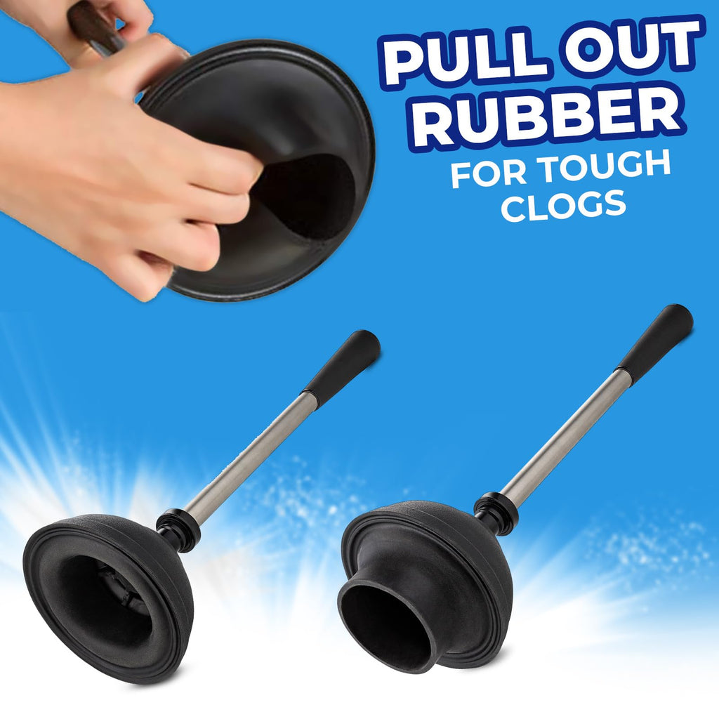 UMIEN 2-Pack Toilet Brush and Plunger Set, Satin Nickel, Long Handle