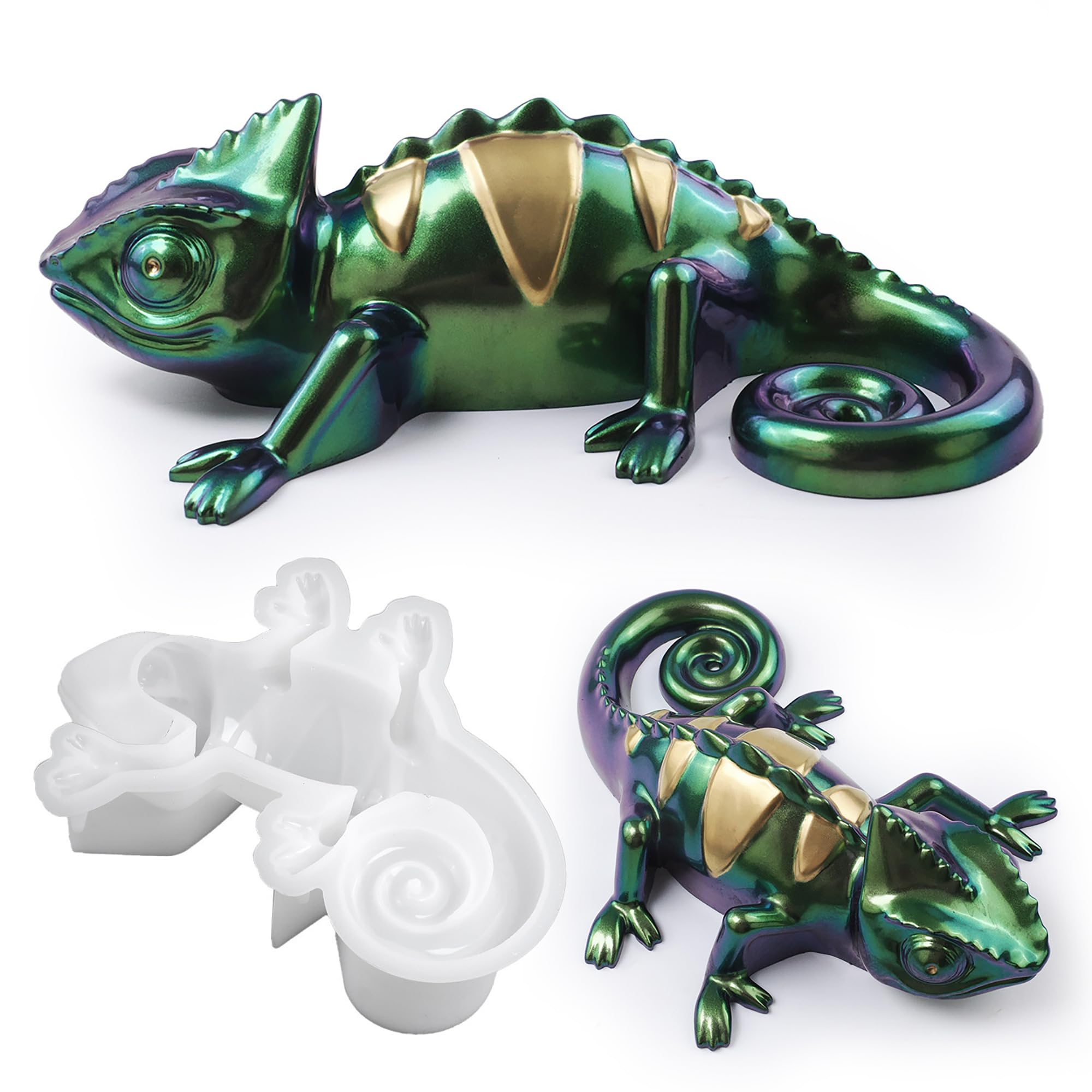 Lizard Animal Cylinder Candle & Resin Mold - Resin Casting Silicone Molds for Home Decor & Candle Making Wave Spiral Mold