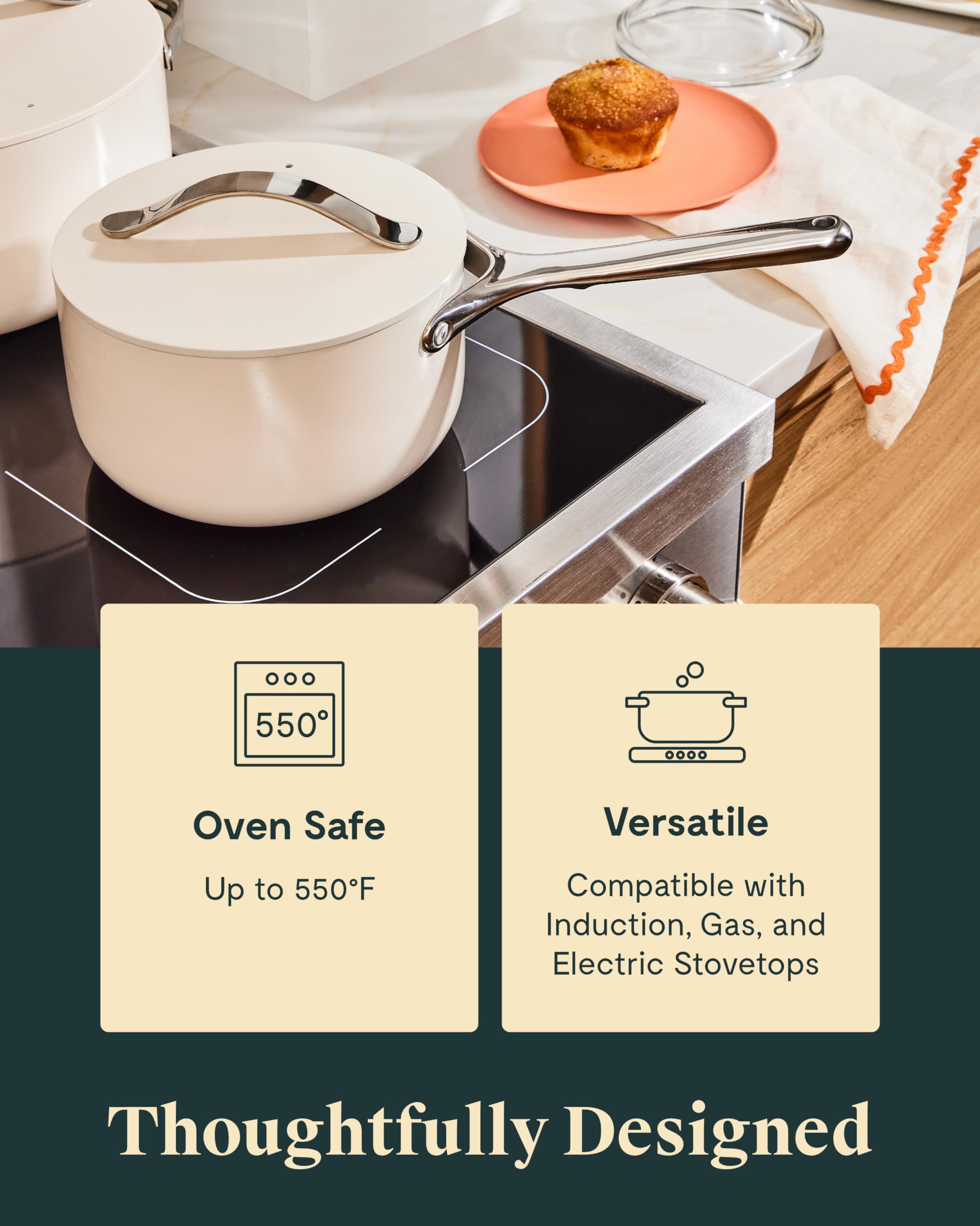 Caraway Non-Stick Ceramic Sauce Pans with Lids (3 qt and 1.75 qt)