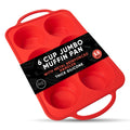 BAKE BOSS Silicone Jumbo Muffin Pan, 6 Cup Nonstick Cupcake Pan, BPA-Free
