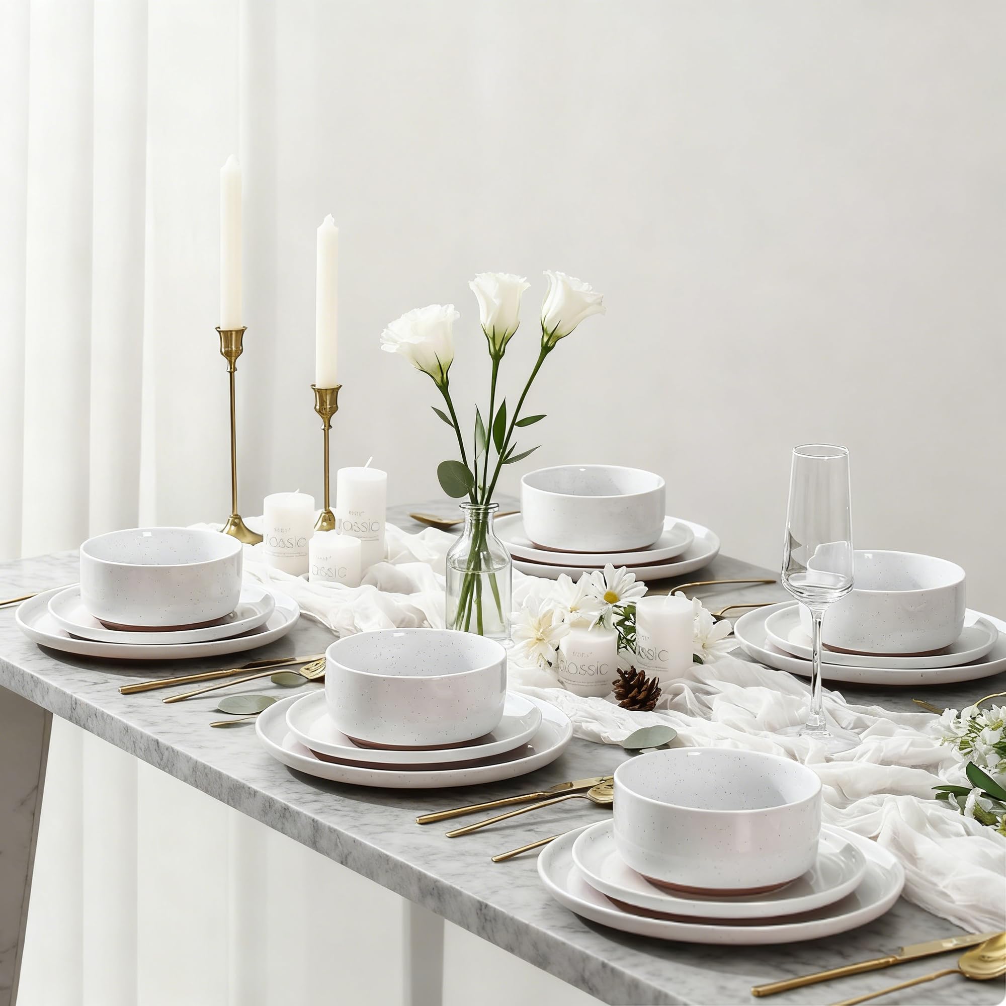 GZG Ceramic Dinner Plates, 10.25 Inch, Set of 4