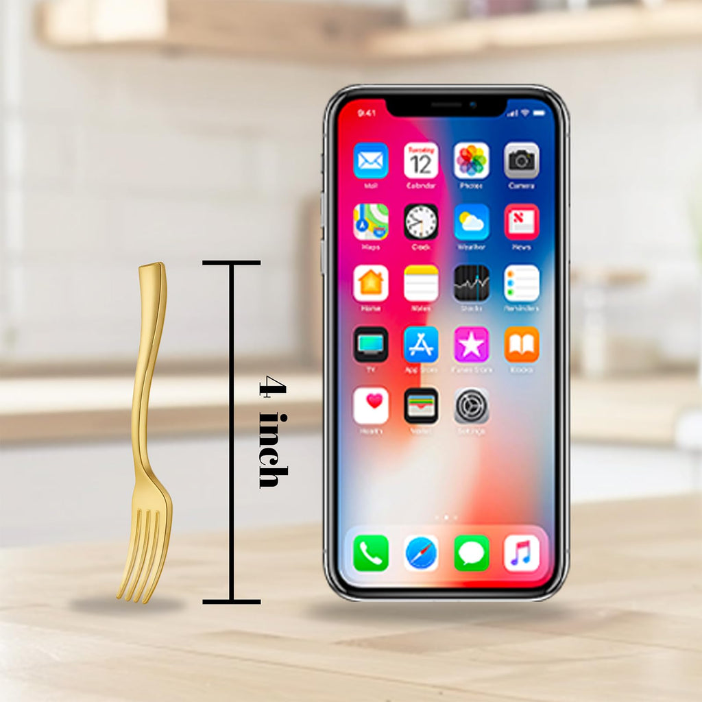 WDF Disposable Plastic Mini Forks 300 Pieces 4 Inches | Mini Gold Forks | Plastic Dessert Forks | Perfect for Small Appetizers and Desserts for Wedding/Party/Birthday