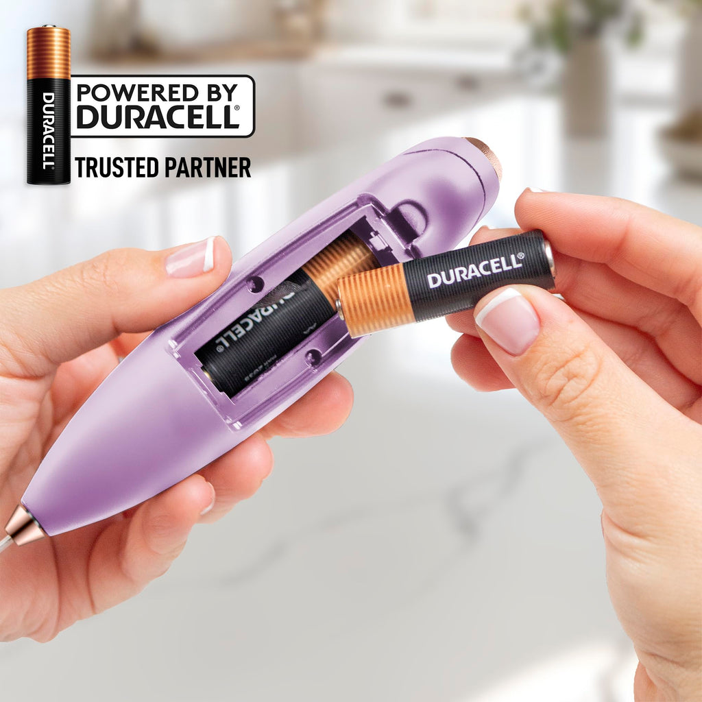 Zulay Kitchen Powerful Milk Frother Wand With Duracell Batteries - Ultra Fast Handheld Drink Mixer - Electric Whisk Foam Maker for Coffee, Lattes, Cappuccino & Matcha - Z1 Motor - Lilac & Rose Gold