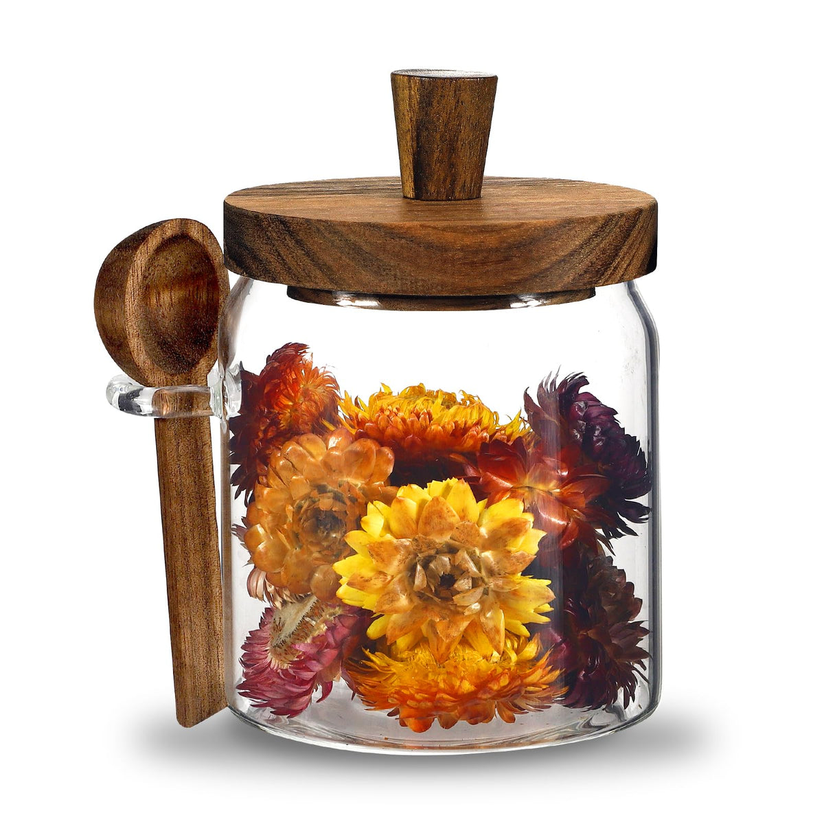 Foyofly Glass Coffee Storage Jar with Lids Spoon Kitchen Borosilicate Glass Food Canister Containers for Sugar Ground Flours Coffee Beans Nut Pasta Spice Rice Loose Tea