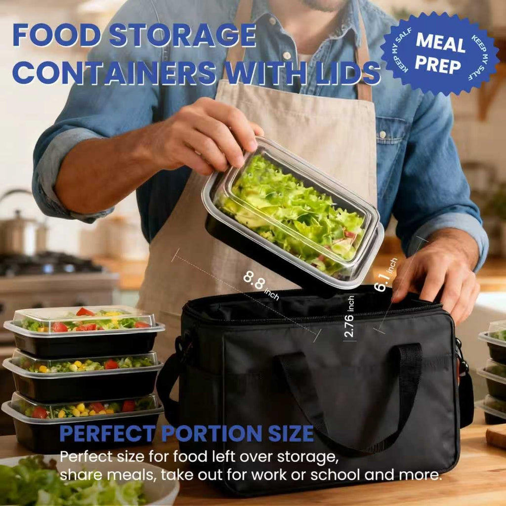 Eco Maicoco 38 oz Meal Prep Containers 15 Pack, BPA Free Disposable Food Leftover Storage Containers with Lids Reusable Stackable, Microwave/Dishwasher/Freezer Safe To Go Food Containers