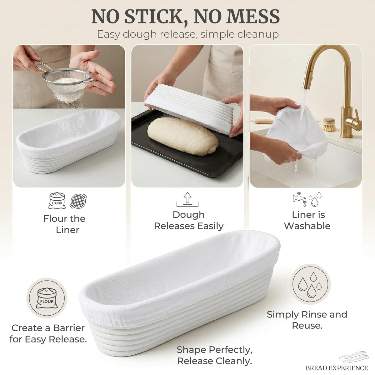 15 Inch Baguette Proofing Basket Set of 2 for Sourdough & French Bread