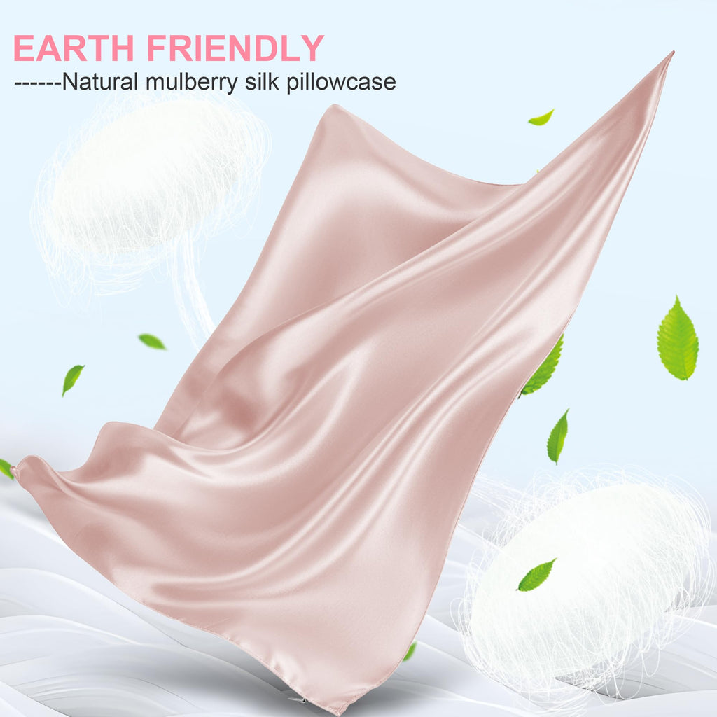 LYSHIN Pink Silk Pillowcase Standard Size with Hidden Zipper