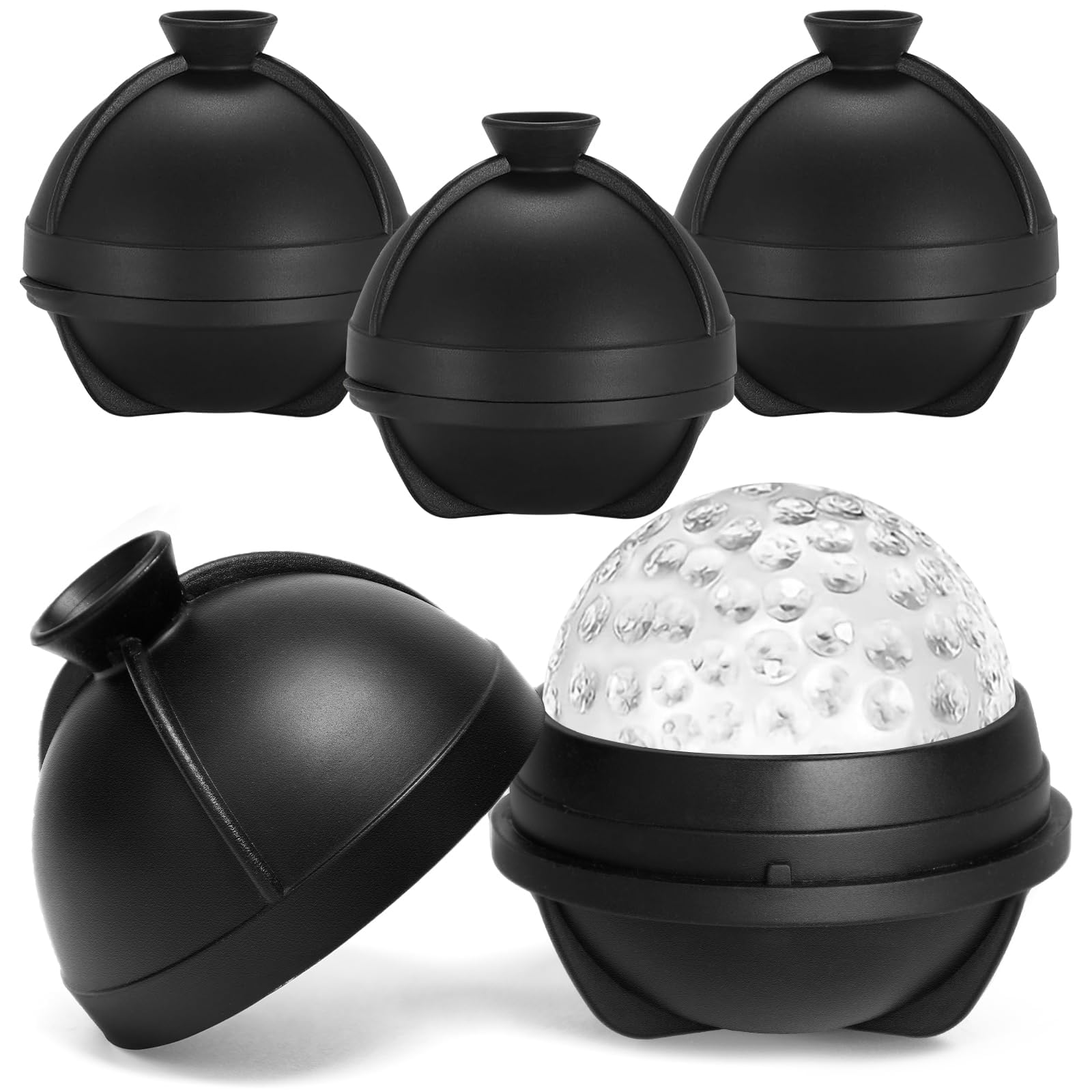4 Pack Golf Ball Ice Cube Mold 2.5 Inch Large Silicone 3D Golf Ball Ice Cube Molds Novelty Golf Ball Cube Molds Christmas Gifts for Cocktails, Bourbon,Brandy, Whiskey (4, Golf Ball)