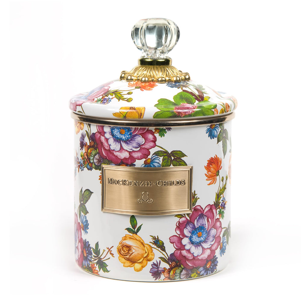 MACKENZIE-CHILDS Enamel Canister, Small, White Flower Market