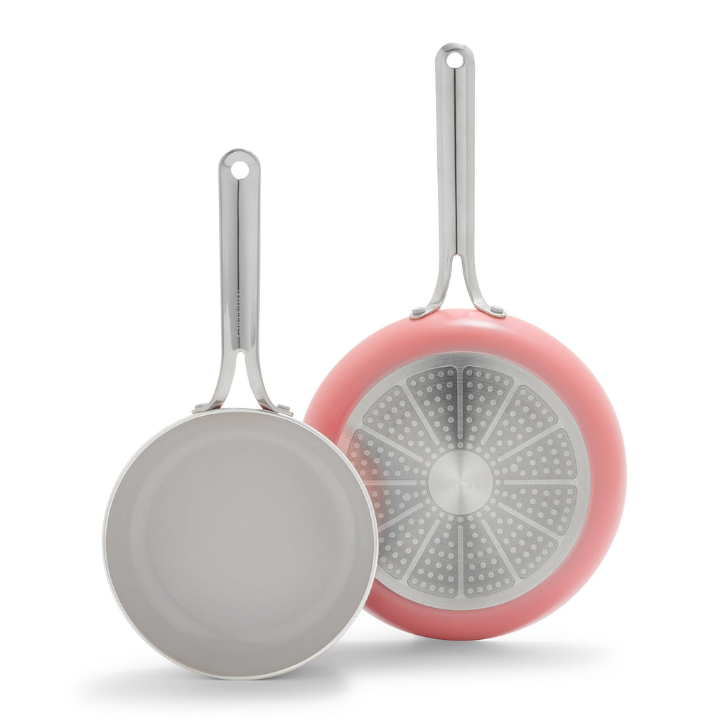 GreenPan Nova 8” & 10” 2 Piece Frying Pan Skillet Set, Oprah’s Favorite Things 2024, Induction Suitable PFAS-Free Nontoxic Ceramic Nonstick, Dishwasher & Oven Safe, Quick Even Heating, Coral