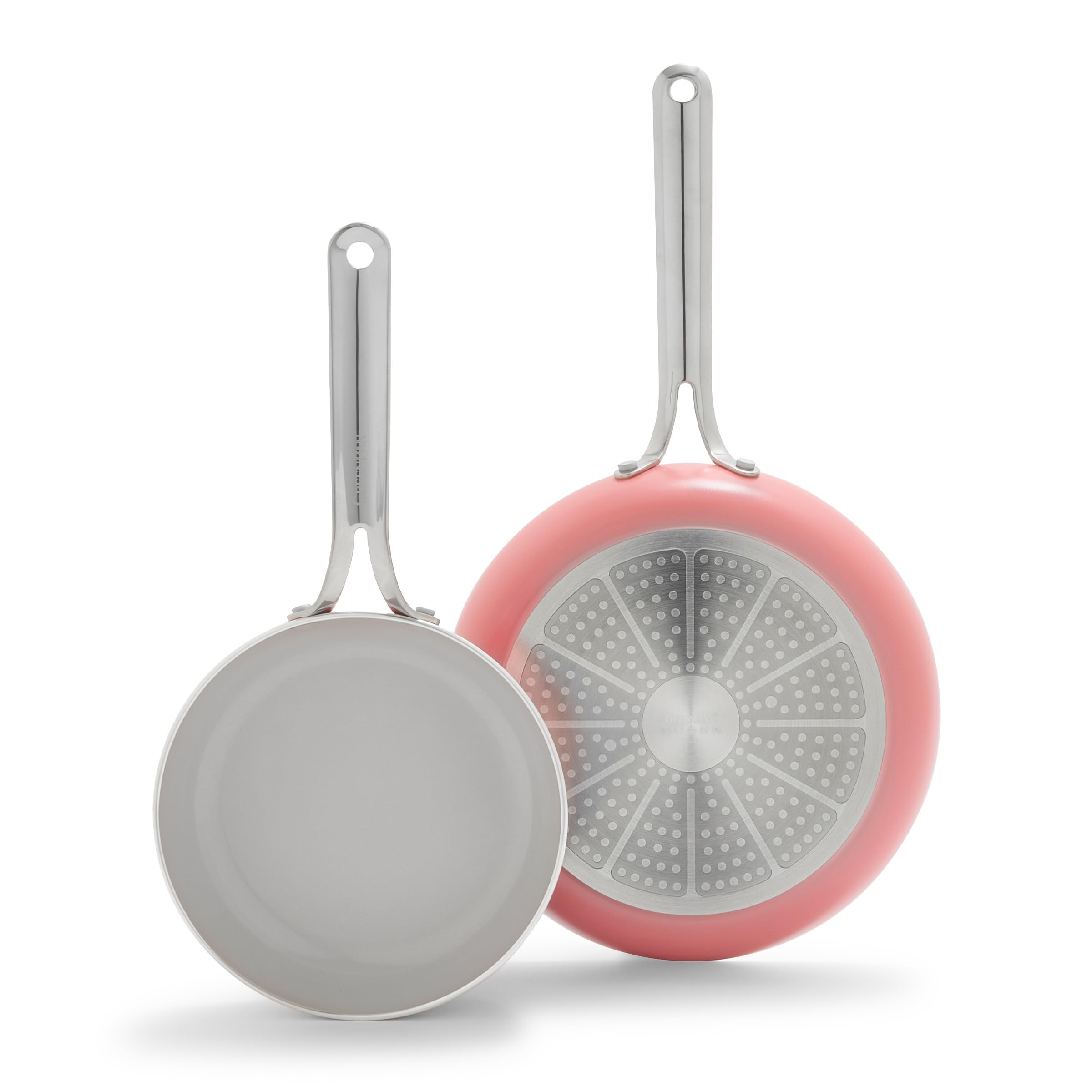 GreenPan Nova 8” & 10” 2 Piece Frying Pan Skillet Set, Oprah’s Favorite Things 2024, Induction Suitable PFAS-Free Nontoxic Ceramic Nonstick, Dishwasher & Oven Safe, Quick Even Heating, Coral