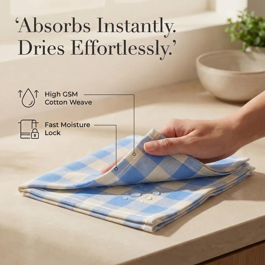 Urban Villa Cloth Napkins Cotton 20x20 (Set of 12) Blue Sand Checks