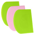 SURDOCA Dough Scraper Bench Scraper - 3P 8.3x5.5" Plastic Flexible Bowl Scraper, Sharp Edge & Angles Cake Scraper. Non-Slip Bakeware Decorating Tools Sculpting & Modeling Tools - Green+Pink+Green
