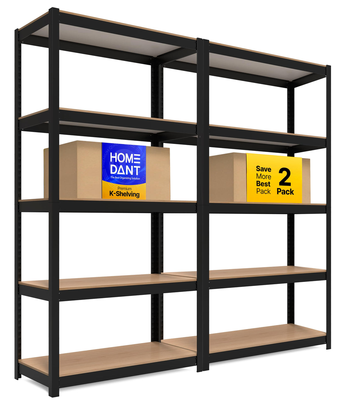 HOMEDANT House White 36.2" W 5 Tier Storage Shelves Garage Shelving 2EA