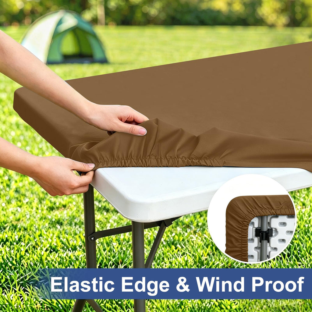 homing Rectangle Table Cloth Cover 4 Foot Brown Elastic Fitted Tablecloth